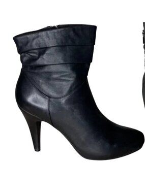 Worthington Women's Hidden Platform Leather Ankle Bootie Spiked Heel Zip Sz 9.5M